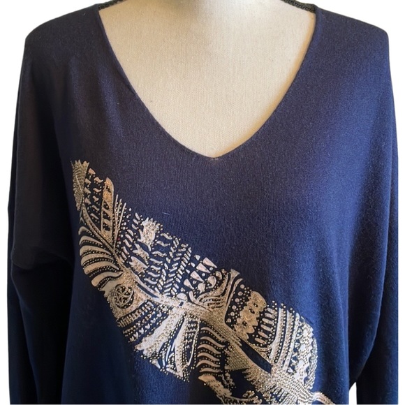 Why Not V Neck Navy Sweater Size XL - Picture 2 of 7